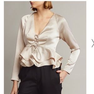 NWT Alexis Reagan Lace-up Ruffle Peplum Top